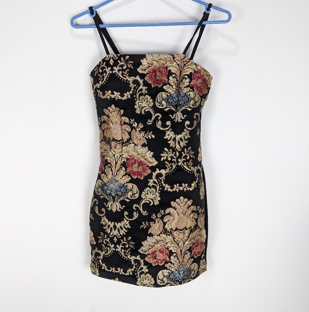 Parisian Short Jacquard Dress Brocade Size 4 - Picture 2 of 8